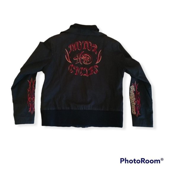 Women's Large L Harley-Davidson Cotton Jacket 97465-09VW Embroidered - Picture 1 of 12